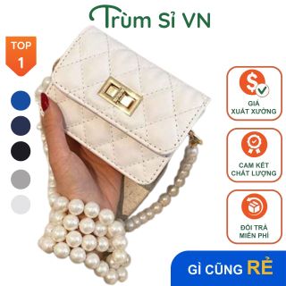 TÚI XÁCH NỮ MINI ĐEO CHÉO CAO CẤP DÂY NGỌC HỌA TIẾT TRÁM, KHÓA XOAY TINH TẾ AS22257 - TRÙM SỈ VN giá sỉ