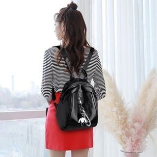 BALO NỮ MINI CAO CẤP DA ĐEN ĐA NGĂN KÈM KHÓA GẤU BEARICK AS21039 - TRÙM SỈ VN