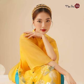 Sỉ buôn áo dài nữ hoa cúc mộc trà cao cấp - nhận sản xuất sll giá cạnh tranh inbox