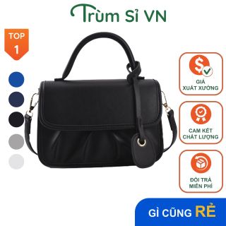 TÚI XÁCH NỮ ĐEO CHÉO CAO CẤP DA BÈO NHÚM KÈM TAG 3 NGĂN T072 - TRÙM SỈ VN