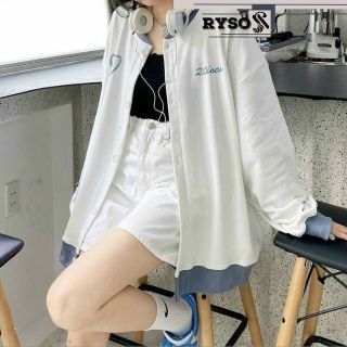 Áo khoác cardigan nam nữ thêu tim Hàn Quốc 20 inch, áo khoác nhẹ unisex thời trang