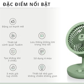 Quạt Mini Để Bàn Cắm Điện 220V Trực Tiếp 3 Tốc Độ Kaisa Villa JD-8116