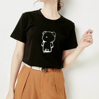 Áo thun nữ cổ tròn tay ngắn form vừa vải thun cotton dày dặn in hình gấu dễ thương thời trang hot hit xịn sò giá gốc tận xưởng hàng sẵn số lượng lớn