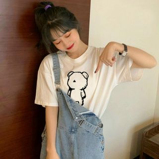 Áo thun nữ cổ tròn tay ngắn form vừa vải thun cotton dày dặn in hình gấu dễ thương thời trang hot hit xịn sò giá gốc tận xưởng hàng sẵn số lượng lớn