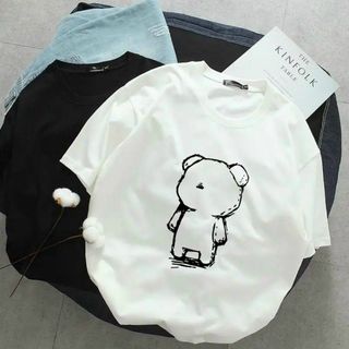 Áo thun nữ cổ tròn tay ngắn form vừa vải thun cotton dày dặn in hình gấu dễ thương thời trang hot hit xịn sò giá gốc tận xưởng hàng sẵn số lượng lớn