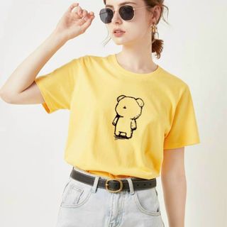 Áo thun nữ cổ tròn tay ngắn form vừa vải thun cotton dày dặn in hình gấu dễ thương thời trang hot hit xịn sò giá gốc tận xưởng hàng sẵn số lượng lớn