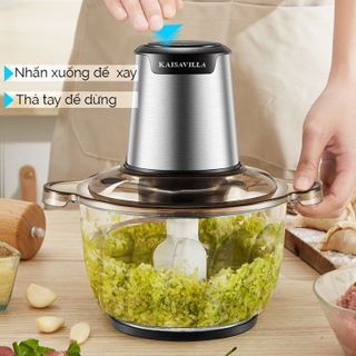 Máy Xay Thịt Đa Năng 2L Cối Thủy Tinh KaisaVilla KV-7014K- Công suất 300W, 4 lưỡi dao inox, xay thịt, rau củ quả đa năng