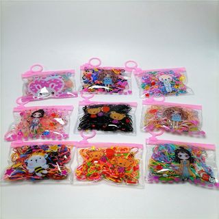 PVN44957 Combo Túi 100 Dây Chun Nịt Buộc Tóc Đơn Giản Mix Nhiều Màu Cho Bé Gái