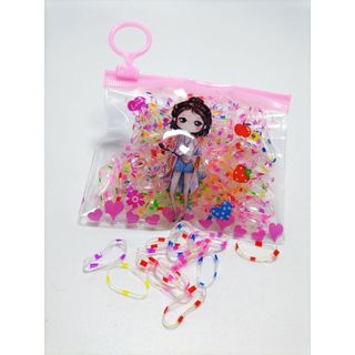 PVN44957 Combo Túi 100 Dây Chun Nịt Buộc Tóc Đơn Giản Mix Nhiều Màu Cho Bé Gái