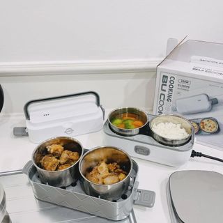 Hộp Cơm Cắm Điện Văn Phòng 2 Tầng 4 Bát Inox BUCOOK Đa Năng - Chức Năng Giữ Nhiệt, Hâm Nóng Và Tự Nấu Chín Thức Ăn