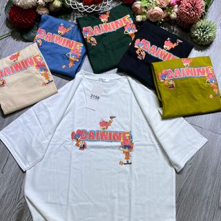 Áo thun nữ 3158 cổ tròn tay lỡ form rộng vải thun cotton khô loại 1 dày dặn dễ thương xịn sò giá gốc tận xưởng hàng sẵn số lượng lớn