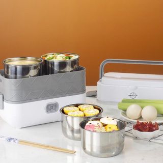 Hộp Cơm Cắm Điện Văn Phòng 2 Tầng 4 Bát Inox BUCOOK Đa Năng - Chức Năng Giữ Nhiệt, Hâm Nóng Và Tự Nấu Chín Thức Ăn