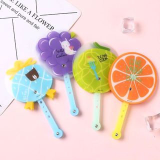 PVN42612 Quạt nhựa cầm tay mini hình tròn loại đẹp nhiều họa tiết trái cây du lịch đi học đi chơi