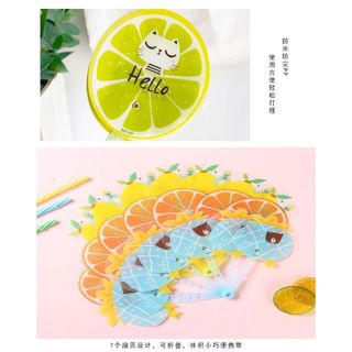 PVN42612 Quạt nhựa cầm tay mini hình tròn loại đẹp nhiều họa tiết trái cây du lịch đi học đi chơi