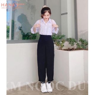 Áo sơ mi trắng nữ tay lỡ form rộng kiểu áo sơ mi nữ basic có túi mặc đi làm công sở học sinh sinh viên đều đẹp