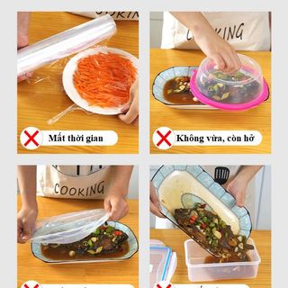 Set 100 màng bọc Thực phẩm túi gấu, bọc đồ ăn co giãn tái sử dụng nhiều lần, giá sỉ