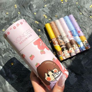 SET SON VONGEE 6 THỎI MÀU SIÊU ĐẸP - HỘP HỒNG BÉ TRÀ SỮA