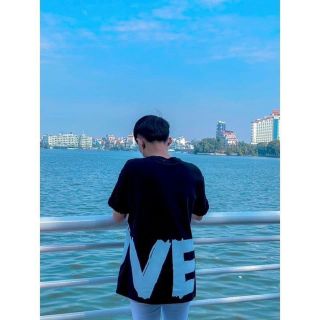 Áo thun nam nữ tay lỡ form rộng chất cotton su in chữ LOVE siêu cute phong cách Hàn Quốc