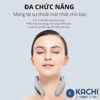 Máy massage cổ không dây 10 đầu rung nhiệt cao cấp Kachi MK350 tăng lưu thông tuần hoàn máu lên não giảm đau đầu, ngừa đột quỵ