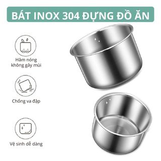 Hộp Hâm Cơm, Thức Ăn Mishio MK317 kèm 2 hộp inox 304