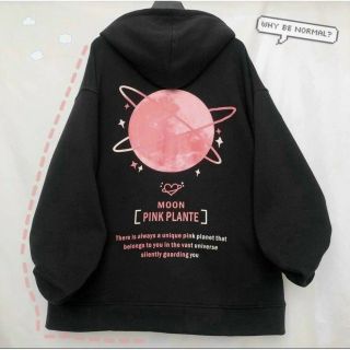Áo khoác có Zip kéo Hình Mặt Trăng Nam Nữ Chất nỉ dày dặn phom Ulzzang Unisex