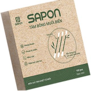 Lốc 36 hộp Tăm bông muối biển SAPON người lớn thân trúc 100 que TB02-1002