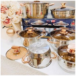 Bộ nồi 9 đáy hàng chính hãng chuẩn Thụy Sỹ đủ cân dày dặn