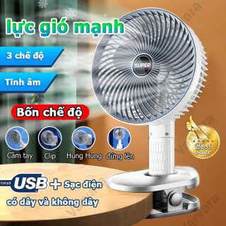 Bốn chế độ Quạt Mini để bàn Quạt tích điện gấp gọn 3 nấc gió có thể điều chỉnh lên, xuống, trái phải 360° giá sỉ