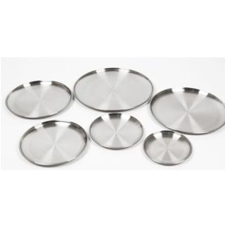 Đĩa Inox Tròn Hàn Quốc đựng thức ăn hoa quả bộ 5 đĩa