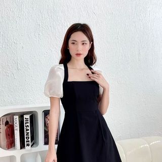 Đầm dự tiệc cổ vuông tay phồng có size Xs Bigsize D13 - Xưởng may thời trang Calyn