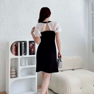 Đầm dự tiệc cổ vuông tay phồng có size Xs Bigsize D13 - Xưởng may thời trang Calyn