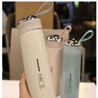 Bình Giữ Nhiệt Cao Cấp Nice 400ml Lõi Thủy Tinh Bọc Nhựa Lúa Mạch Có Dây Sách Tiện Dụng