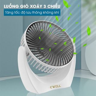 Quạt mini để bàn, quạt tích điện CWell động cơ không tiếng ồn, xoay 210 độ, pin khủng, bán chạy 2022