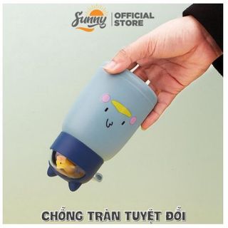 Bình nước giữ nhiệt 360ml nắp thú dễ thương lõi thủy tinh bọc nhựa cách nhiệt BN16 giá sỉ