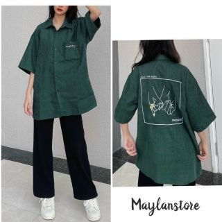 Áo sơ mi nam nữ unisex ngắn tay logo thêu PROMISE chất da lộn mịn đẹp có túi trước ngực