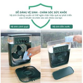 Quạt Điều Hòa Hơi Nước Mini, Quạt Phun Sương Tạo Ẩm Làm Mát Để Bàn, Hẹn Giờ Thông Minh Tích Hợp Đèn Ngủ