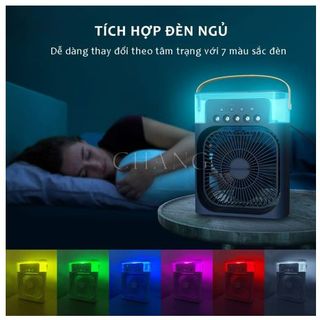 Quạt Điều Hòa Hơi Nước Mini, Quạt Phun Sương Tạo Ẩm Làm Mát Để Bàn, Hẹn Giờ Thông Minh Tích Hợp Đèn Ngủ