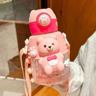 Bình nước giữ nhiệt Gấu 2CHIỀU đá mắt sticker nắp bấm cực cool 750ml