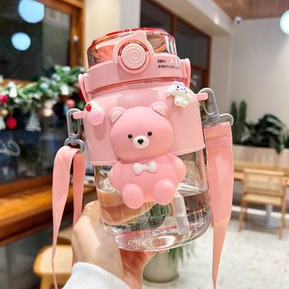 Bình nước Gấu nơ 3d dây đeo 1000ml cực yêu
