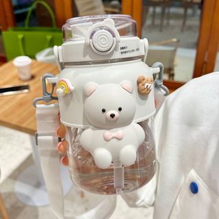 Bình nước Gấu nơ 3d dây đeo 1000ml cực yêu