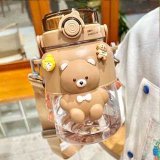 Bình nước Gấu nơ 3d dây đeo 1000ml cực yêu