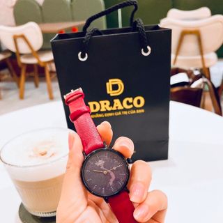 Đồng Hồ Nữ - Thương Hiệu DRACO D22-STN03 "Vietnamese Girl" viền đen dây da bò đỏ
