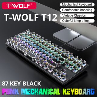 Bàn phím cơ T-WOLF T12, Blue Switch, USB, LED, 87 Gaming