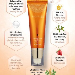 [ TẶNG 1 miếng mặt nạ ] Kem chống nắng SAMBIJO nâng tông trắng hồng tinh chất Caviar SPF50+/PA++++ 40ML