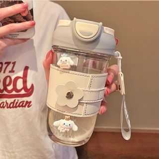 Bình nước Ốp da Sticker nắp bật cực yêu 400ml - 500ml