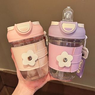 Bình nước Ốp da Sticker nắp bật cực yêu 400ml - 500ml