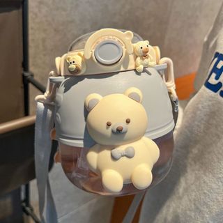 Bình nước Gấu Tròn 3D Sticker cực ngầu 900ml