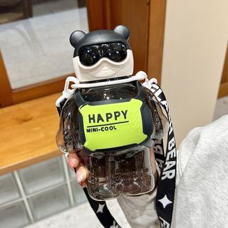 Bình nước Gấu Người Máy HAPPY DÂY đeo hoạt hình 850ml