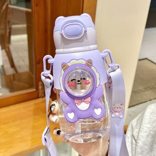 Bình nước Gấu Sticker vũ trụ nắp bật cực yêu 660ml