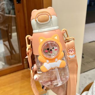 Bình nước Gấu Sticker vũ trụ nắp bật cực yêu 660ml
